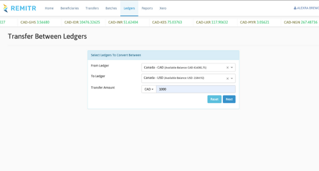 Instantly Convert Funds Between Ledger Balances with REMITR